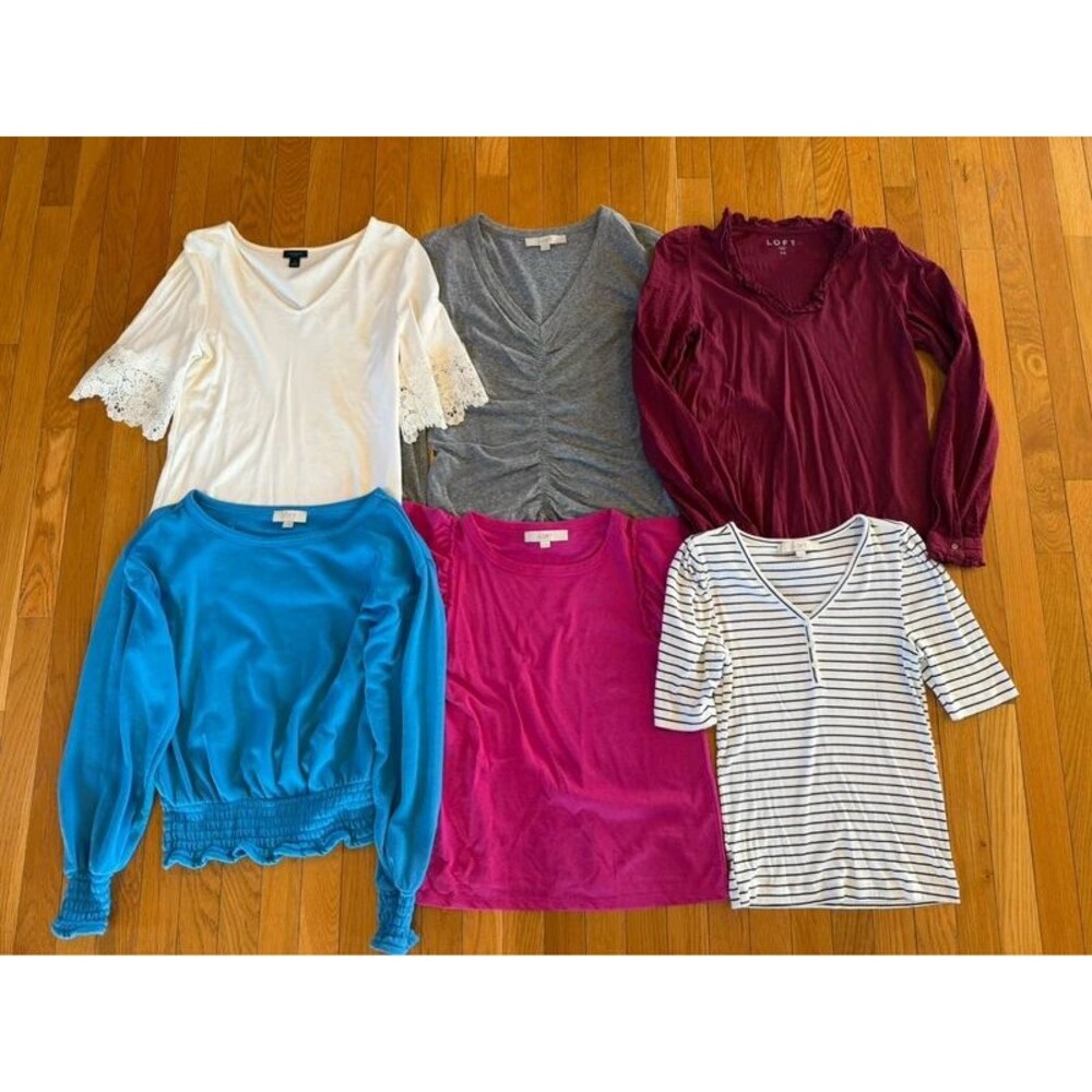 6 Pieces Ann Taylor Loft Long & Short Sleeve Shirts Tops Sz XS